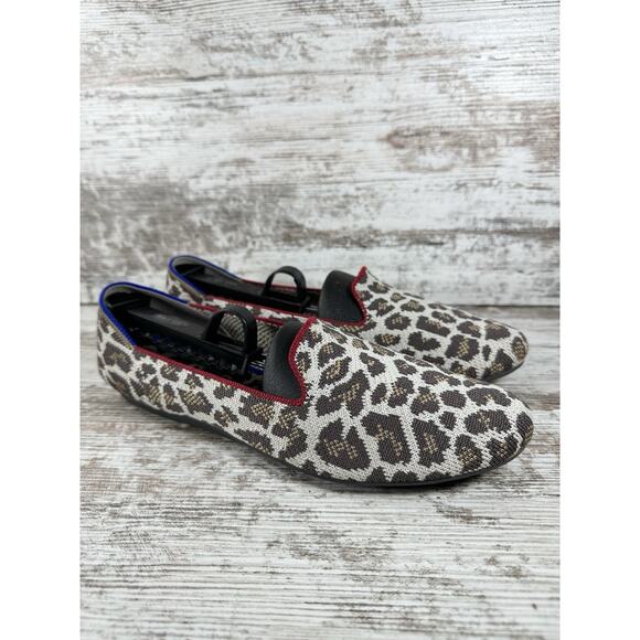 Women's Rothy's The Flat Leopoard Print Flats Beige/Brown Sz 8.5 EUC! - Picture 1 of 9
